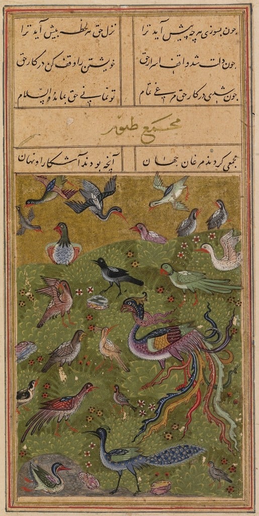 Conference of the birds, from ‘Attar, 'Mantiq al-Tayr', 1493 Bodleian Library, University of Oxford, MS. Elliott 246, fol. 25v