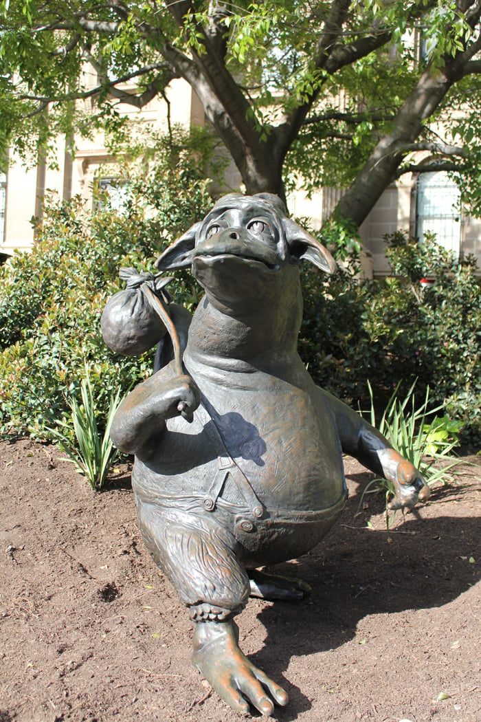 The Bunyip of Berkeley's Creek sculpture in position in its new home on the Library forecourt