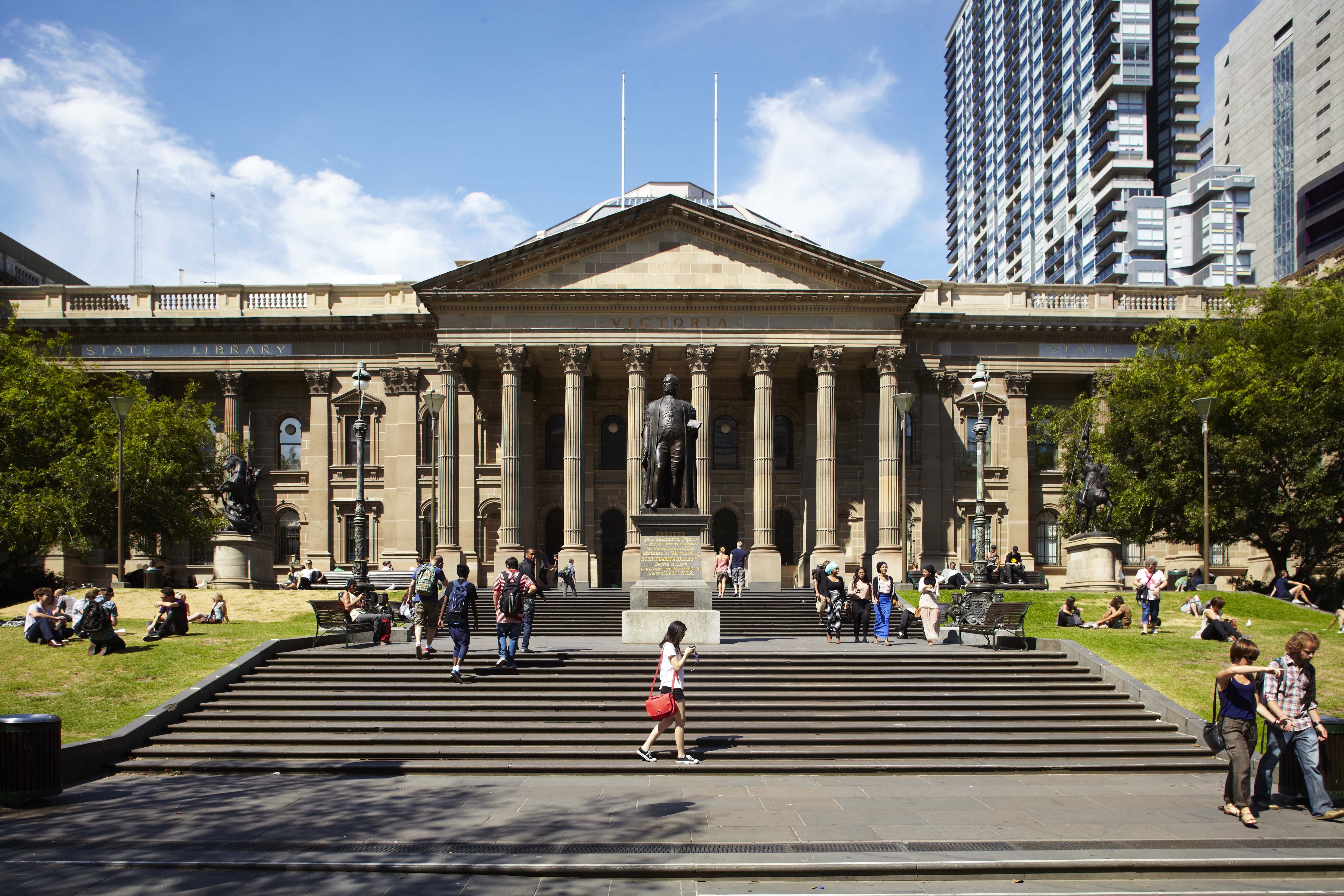 Front steps of the State Library of Victoria