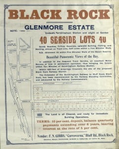 A flyer advertising the sale of 40 seaside lots in the mid 1880s in Black Rock.