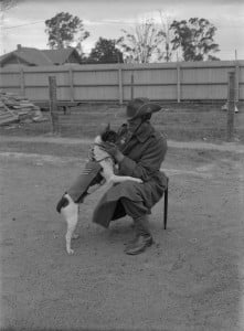 Australian soldier with a dog by Charles Edward Boyles