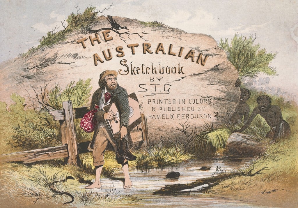 ST Gill, Title page, The Australian Sketchbook by STG, 1864–65, chromolithograph, State Library Victoria