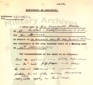 Patrick Henry Pearse, Military Service Pension, Irish Military Archives