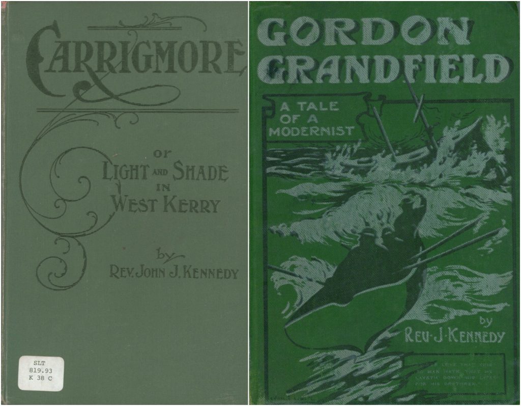 Cover images of two novels written by Rev. John J. Kennedy