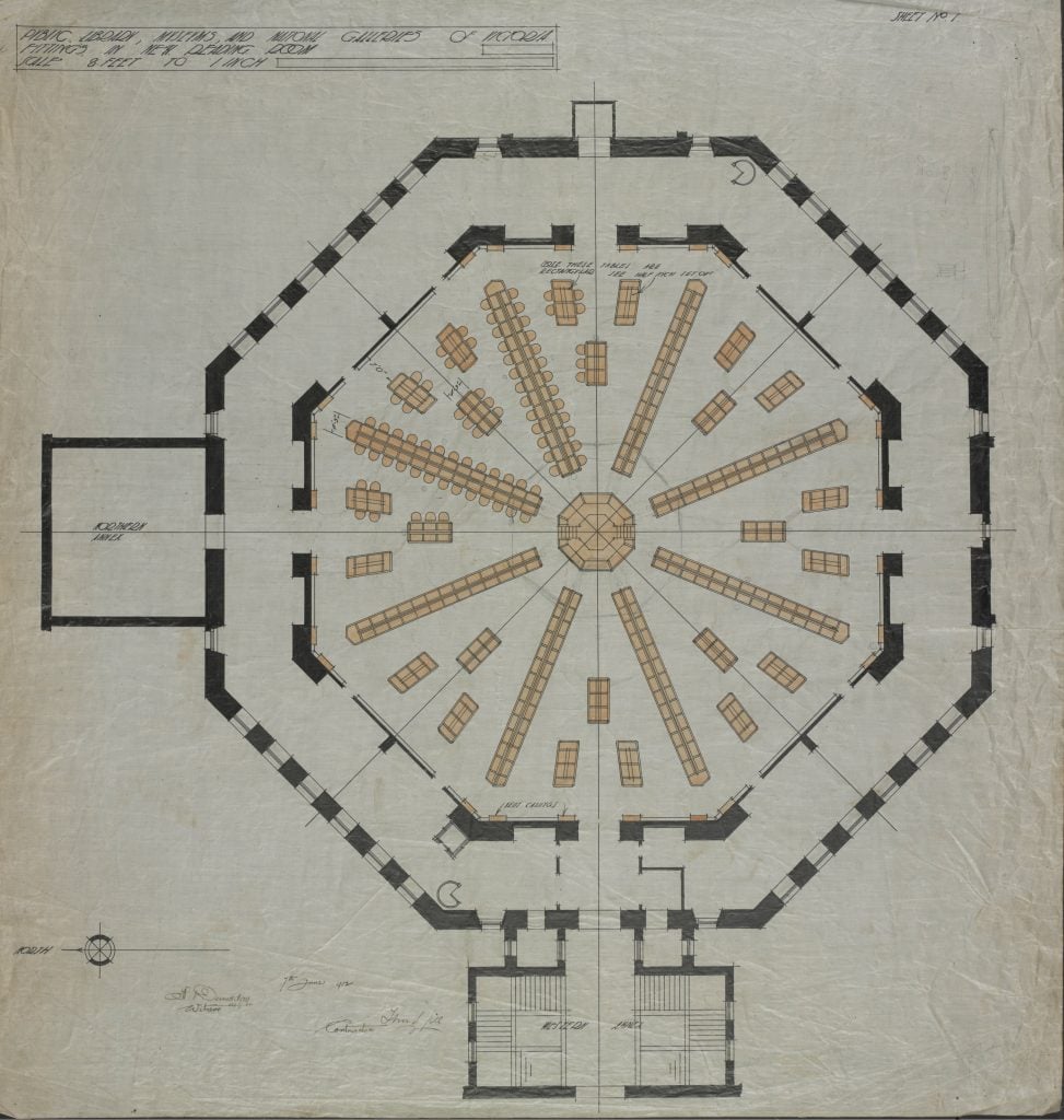Architectural drawing of the Domed reading room.