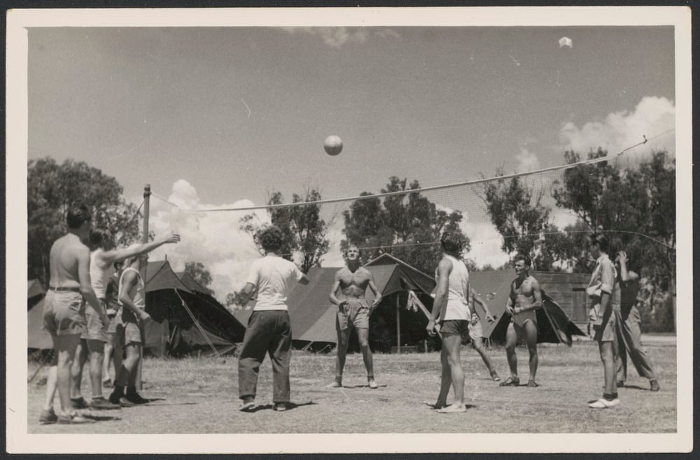 group playing volleyball
