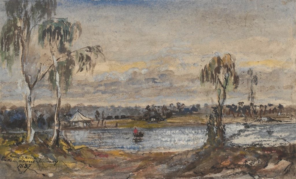 Watercolour of Melbourne from the Falls
