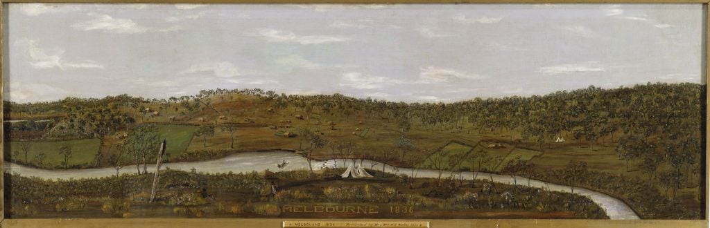 Oil painting of Melbourne 1836.