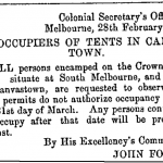 Notice from Victorian Government Gazette to occupiers of Canvas Town