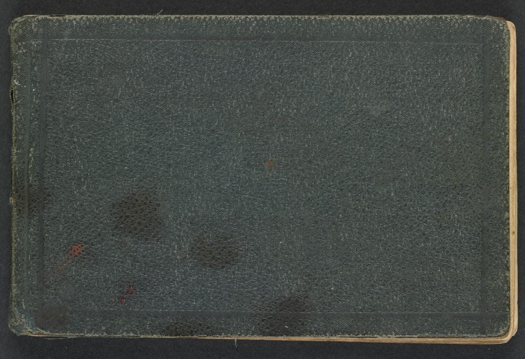 Plain, worn, cover of sketchbook