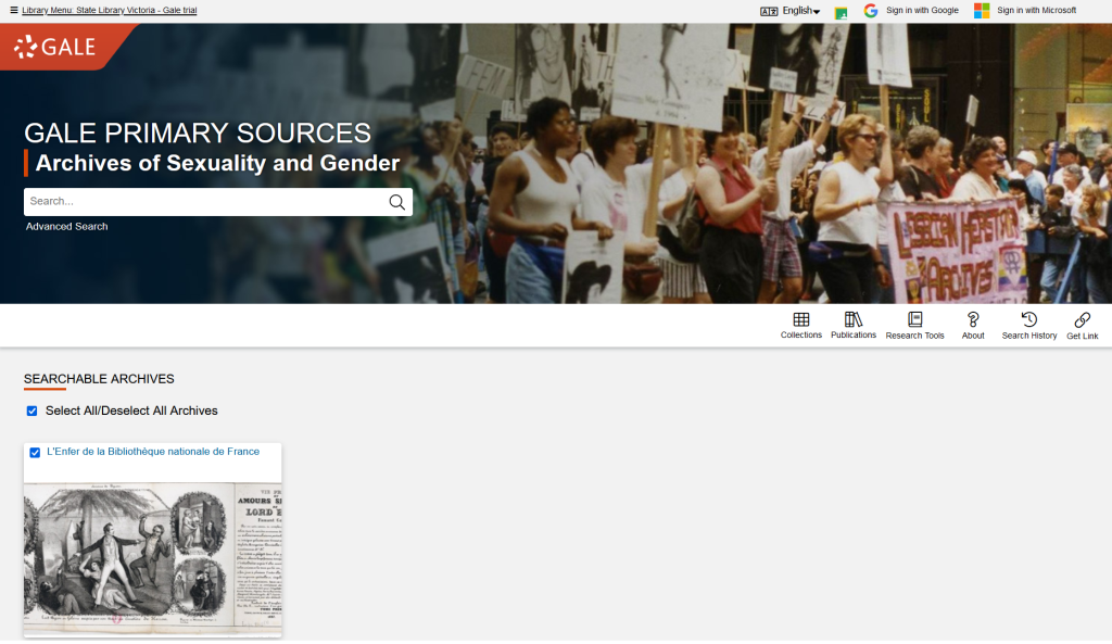 Screen shot of Archives of sexualirty and gender landing page.