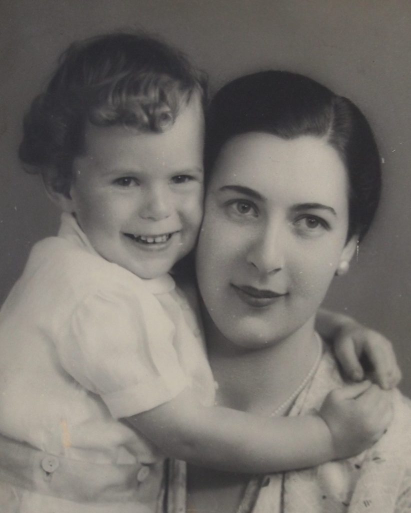 Black and white photo of Lina Bryans with her son, Edward