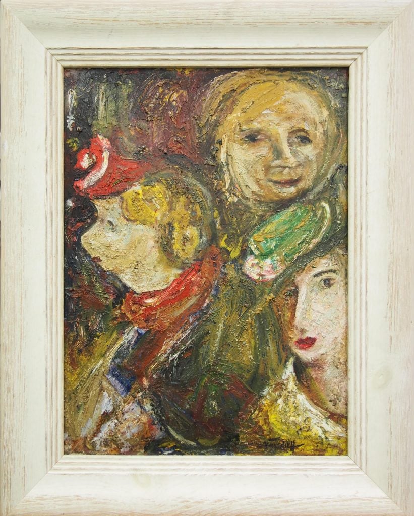 Portrait of Rosa Ribush, Ambrose Hallen and Lina Bryans, Painting by Danila Vassilieff.