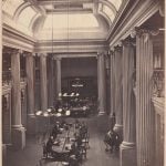 Queens Hall with men studying at night circa 1860