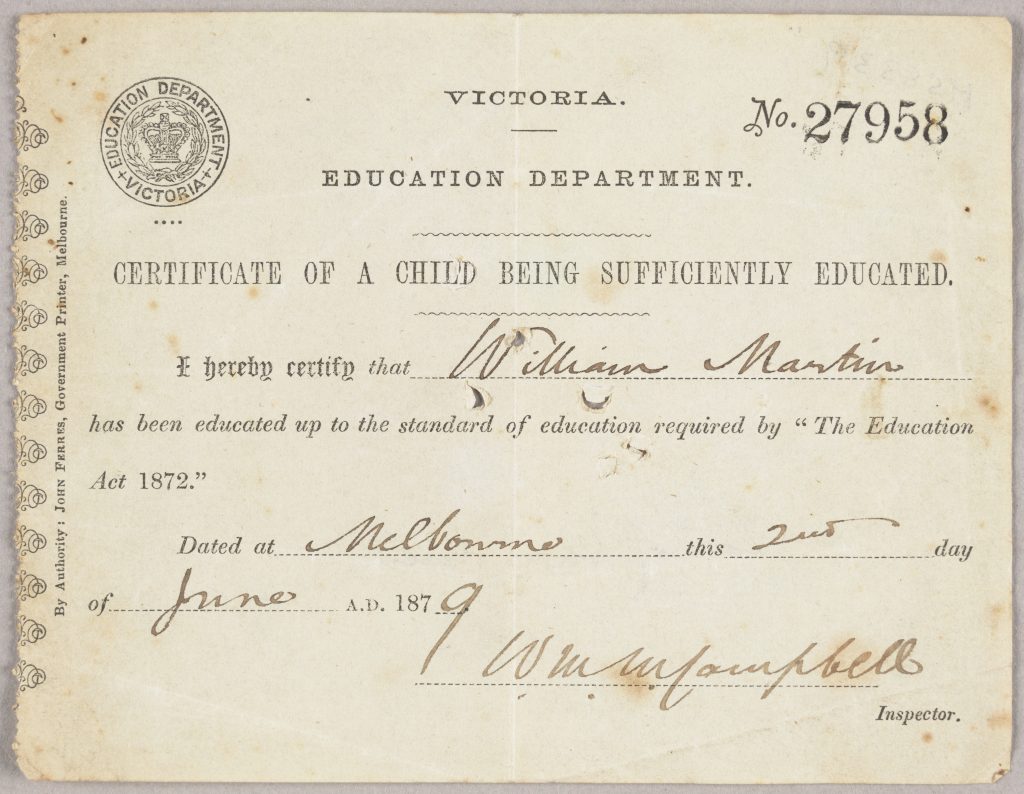 Certificate of a child being sufficiently educated.
