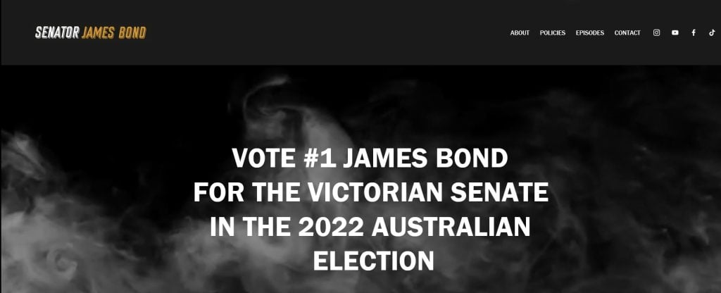 Screenshot of website Vote #1 James Bond