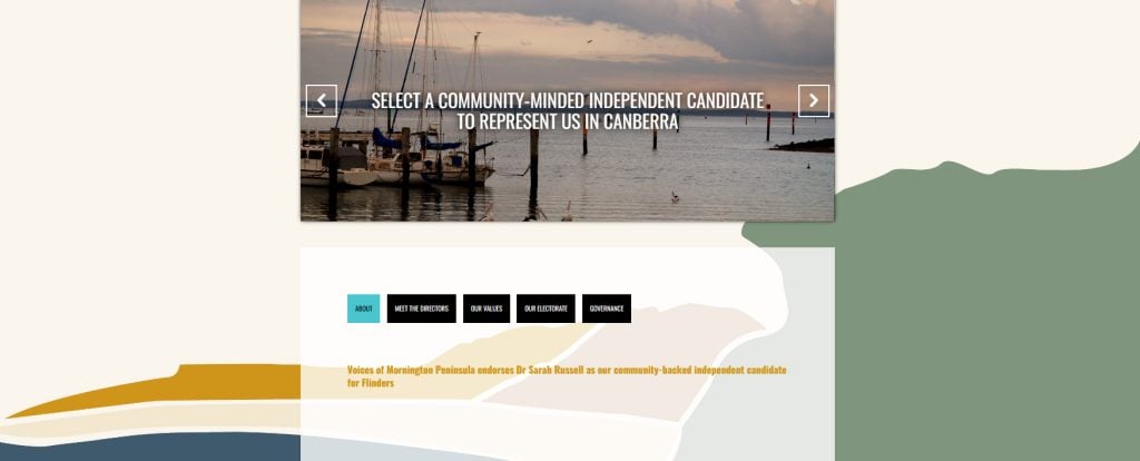 Screenshot of website for Voices of Mornington Peninsula