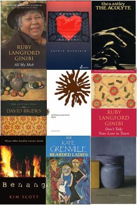 Montage of book covers from Australasian literature online database 