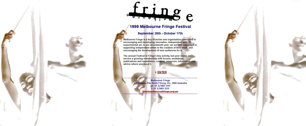 Home page of the 1999 Melbourne Fringe Festival Website