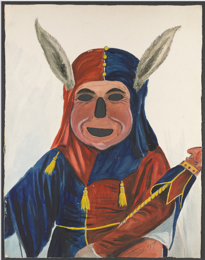 Theatrical mask of a jester.