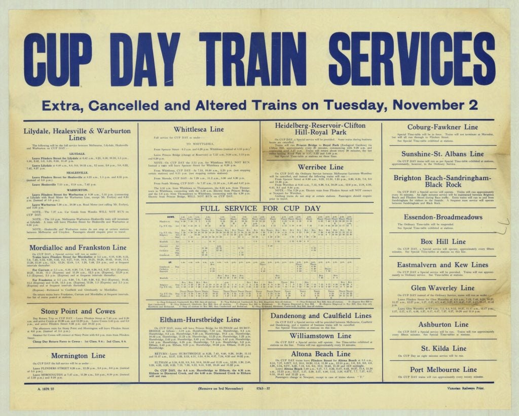 Cup Day train services H81.124/482 