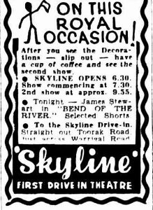 Advertising for the Skyline Drive In