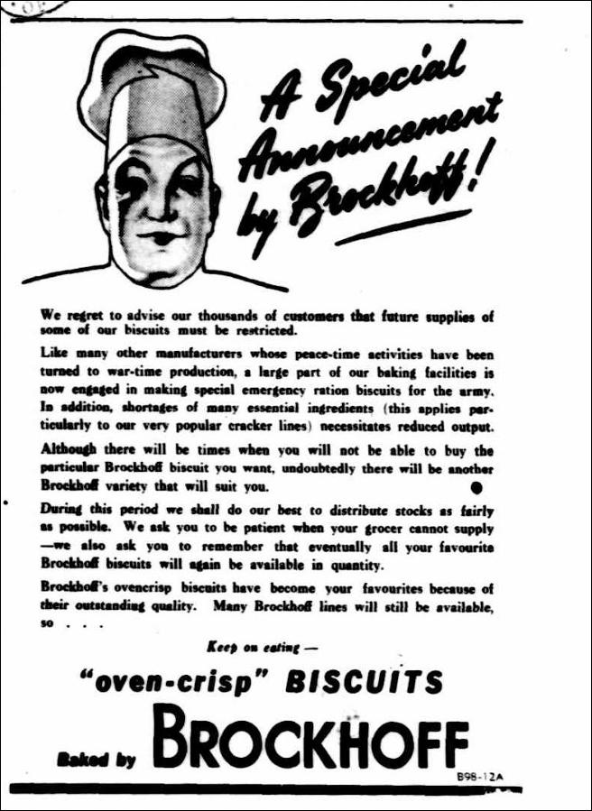 1942 'A Special Announcement by Brockhoff!', Gippsland Times (Vic.: 1861 - 1954), 12 February, p. 1