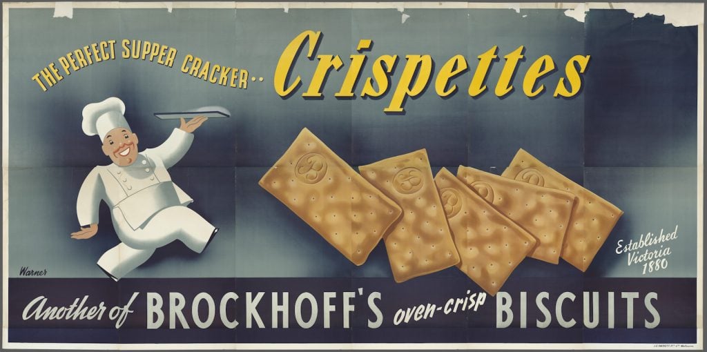 THE PERFECT SUPPER CRACKER.. Crispettes Another of BROCKHOFF'S oven-crisp BISCUITS, [ca. 1934], Warner, Ralph Malcolm; H97.146/4 