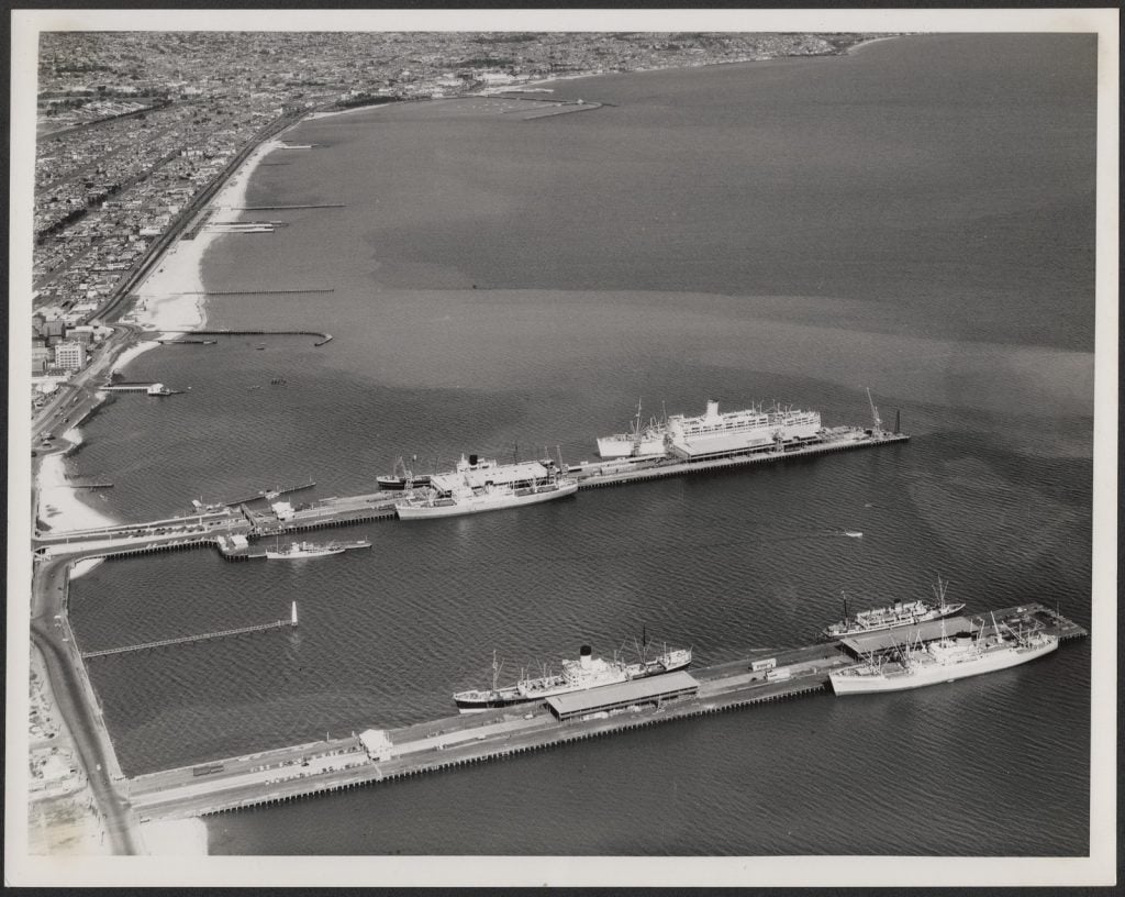 Aerial image of both Station Pier and Prince's at Port of Melbourne
