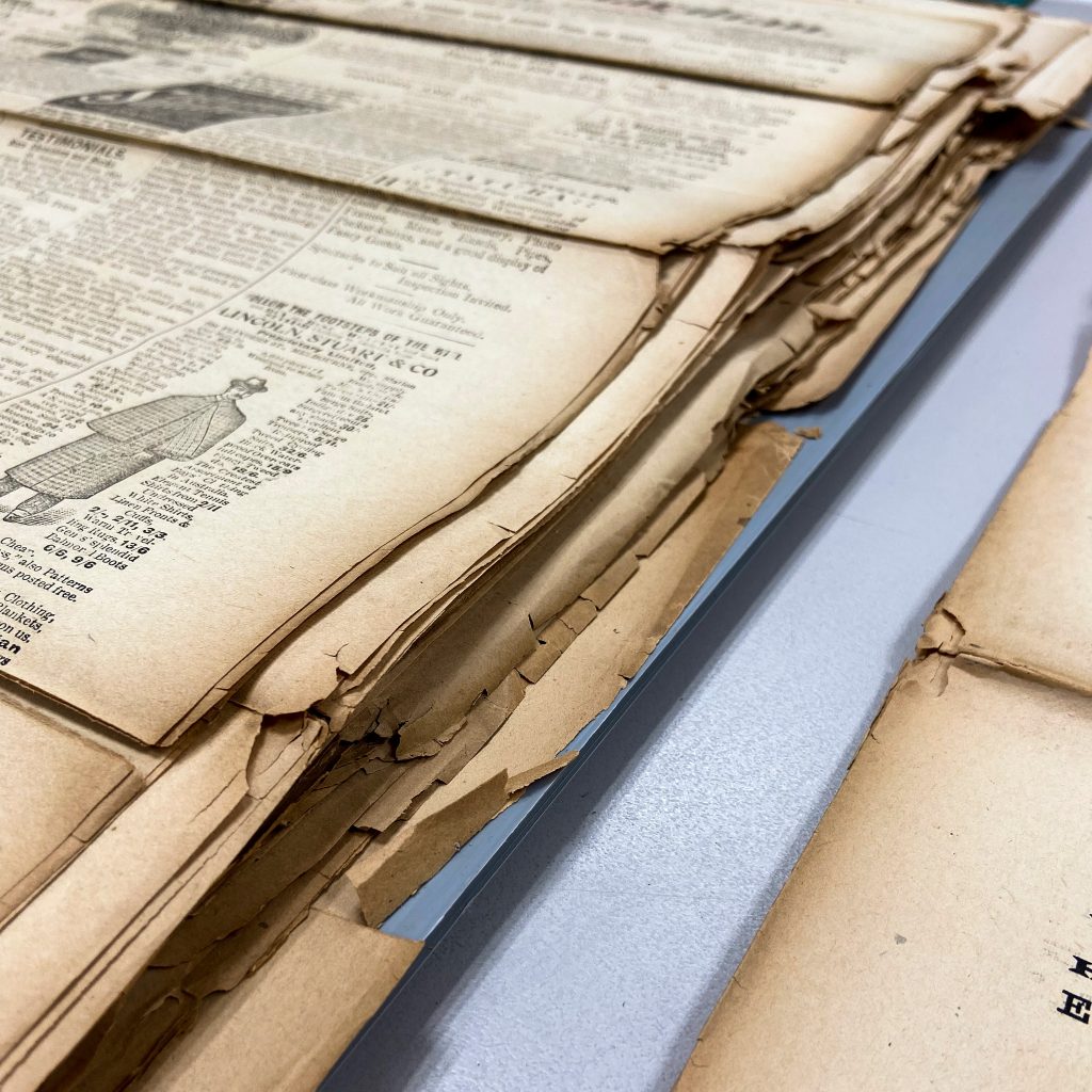 Examples of newspapers in various conditions
