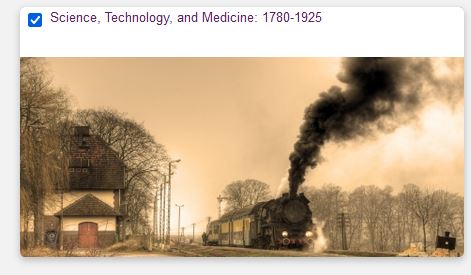 This image of Part 1 of database shows a picture of a steam train travelling through a countryside.
