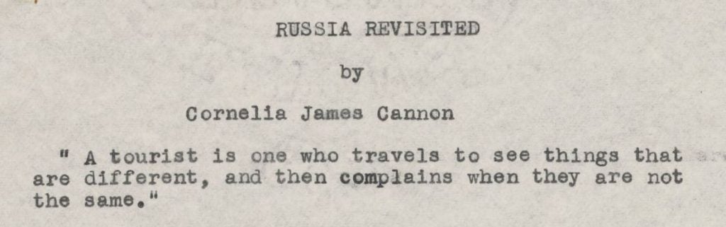 Typescript page of text titled "Russia Revisited".