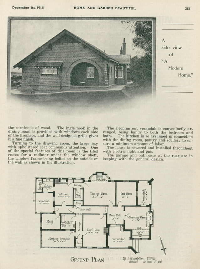 photograph and floorplan of Residence of T.Purves, Logan Street Canterbury