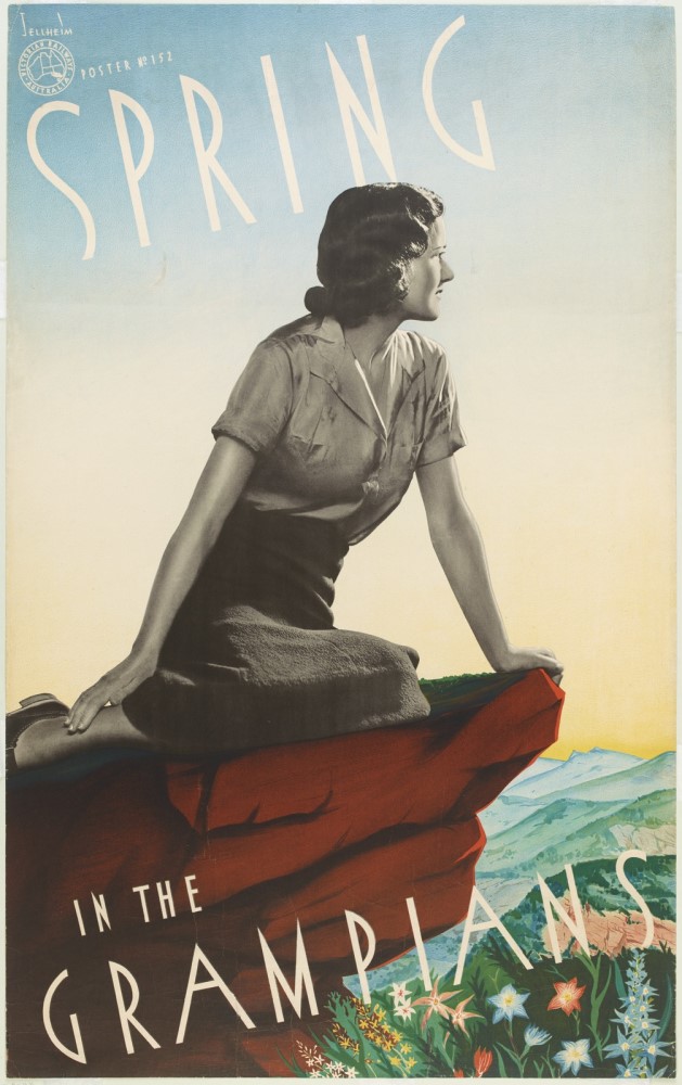 Advertisement for Grampians holiday with women on rock