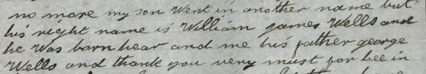 Detail of handwriting from a letter contained in a service record.