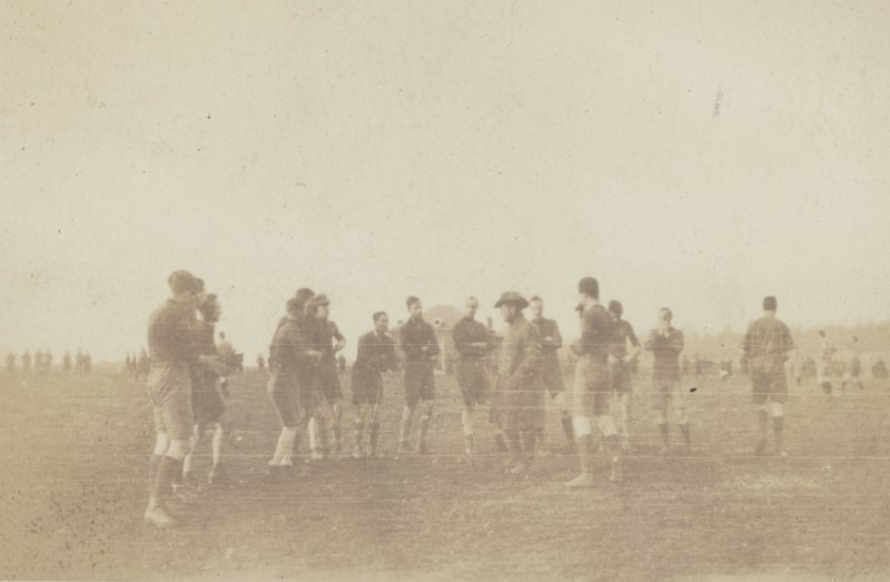 Group of soldier footballers in World War 1.