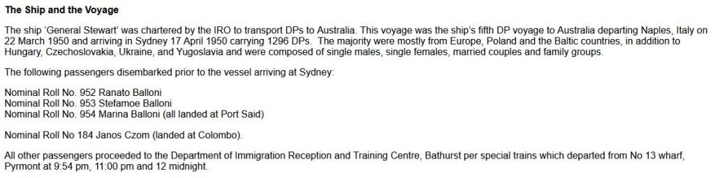 Screenshot of text from the National Archives of Australia's website.