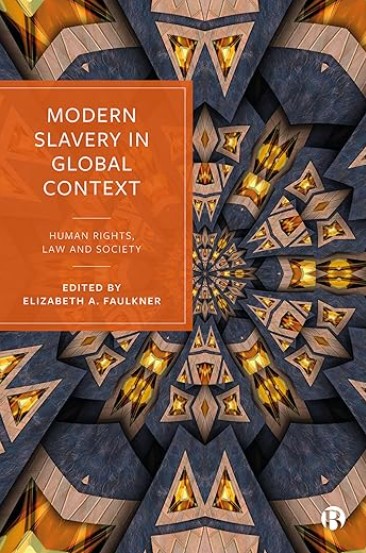 Cover image of Modern Slavery in Global Context showing a mosaic pattern in blues and yellows.