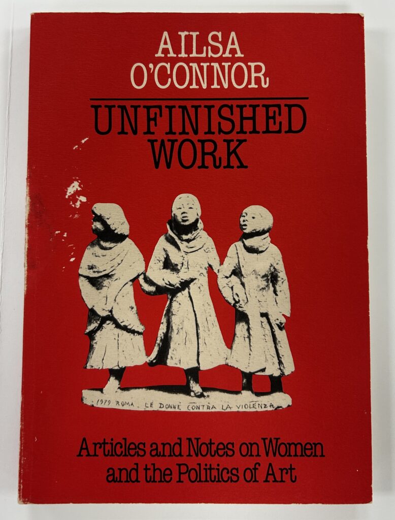 Cover of book by Ailsa O'Connor, with tile, subtitle, and graphic of a sculpture of 3 women.