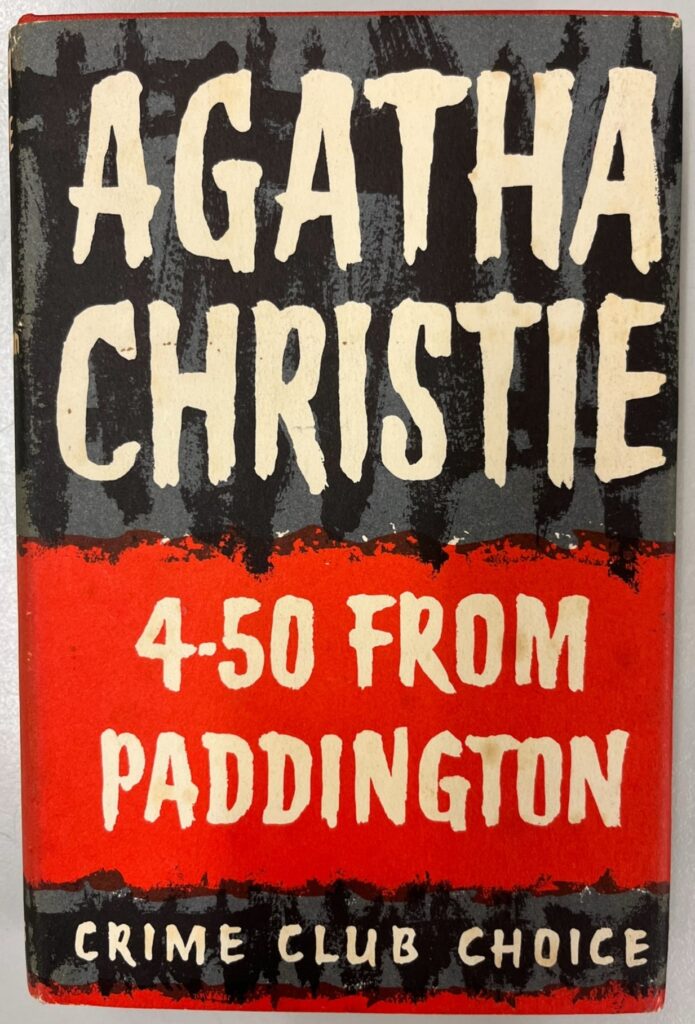 cover of 4.50 from Paddington cover- black background with red banner with title and authors name written in white