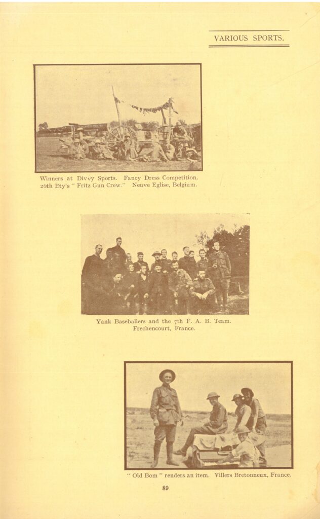 First image - soldiers in fancy dress.
Second image American baseballers.
Third images five images standing or sitting on a large cart or box 