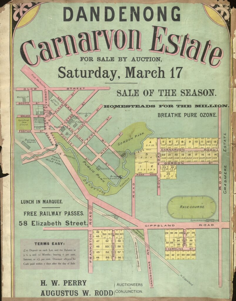 Auction plan for Carnarvon Estate, Dandenong.