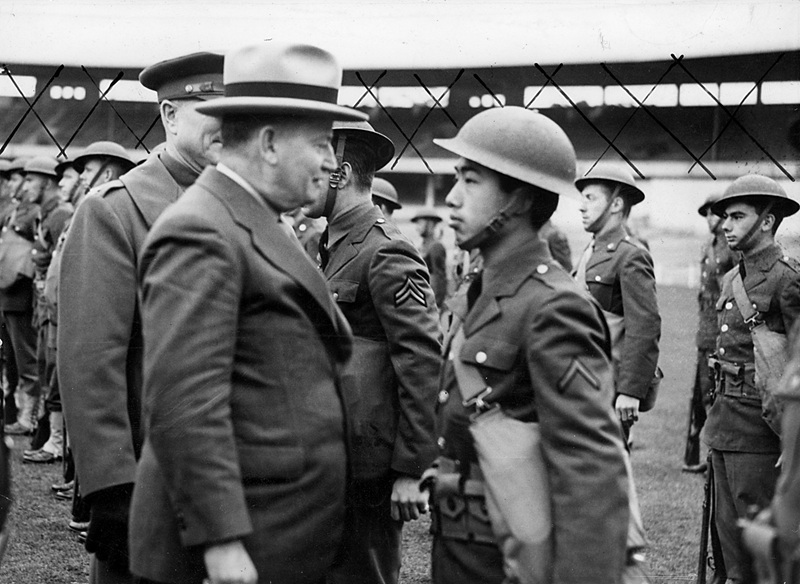 US soldiers being inspected on the MCG